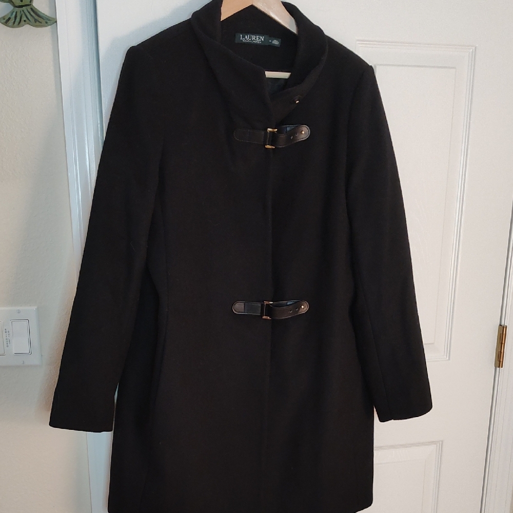 Ralph Lauren Black Wool Toggle Coat